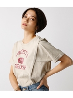 【AZUL BY MOUSSY】カレッジロゴ変形スリーブTEE/BEG