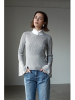 【AZUL BY MOUSSY】クルーネックフレアスリーブニット/T.GRY