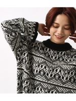 【AZUL BY MOUSSY】ジャガードニットプルオーバー/柄BLK