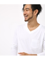 【AZUL BY MOUSSY】スーピマ天竺Vネック長袖T/WHT