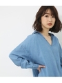 【AZUL BY MOUSSY】スキッパーデニムシャツ/BLU