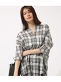 【AZUL BY MOUSSY】チェックドロップオーバーシャツ/柄WHT