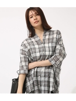 【AZUL BY MOUSSY】チェックドロップオーバーシャツ/柄WHT