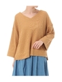 【AZUL BY MOUSSY】編地カットワイドスリーブ7分袖プルオーバー/YEL