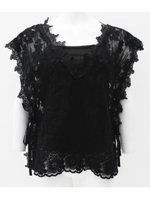 【CHILLE】キャミ付レーストップス/ブラック(027)