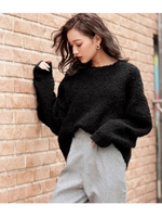 【CHILLE】ブークレボリューム袖ニットトップス/ブラック(027)