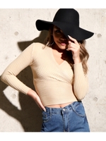 【LATINA】カシュクールリブニットトップス/ベージュ(005)