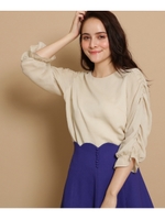 【S-Lサイズあり】ギャザーショルダーブラウス/ライトベージュ(051)