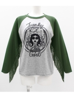 【Sandie anap】袖フリンジラグラントップス/カーキ(014)