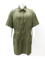 【Settimissimo】タフタサファリシャツオールインワン/カーキ(014)