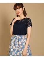 【WEB・一部店舗限定】Supreme.La.La. フラワーレースブラウス/ネイビー(093)