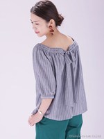 【WEB限定】バックリボンオフショルブラウス/ネイビー