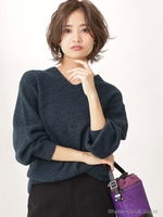【WEB限定】モヘヤ混オーバーサイズチュニックニット/ネイビー