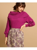 【WEB限定カラーあり】ビッグカラー袖パールニット/ラズベリーピンク(073)