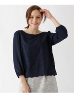 【WEB限定サイズ(LL)あり】エンブロイダリーブラウス/ネイビー(093)