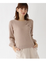 【WEB限定サイズ(S・LL)あり】袖コンシャスリボンパールニット/ベージュ(052)