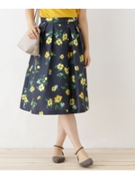 【WEB限定プライス】ダブルフラワープリントスカート/ネイビー(493)