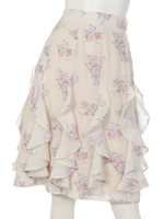 【an another angelus】ローズ柄花びらラッフルスカート/L/BLUE