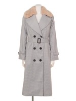 【sw】スリムチェックトレンチコート/GRY