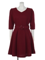 【sw】ベルト付Vネックワンピース/ピンク