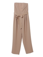 【オールインワン】ワイドパンツオールインワン/ベージュ