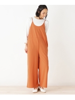 【セットアイテム】梨地サロペット+テレコインナーTシャツ/ライトベージュ(051)