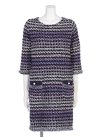 【ニット】パールボタンニットツイード/ネイビー