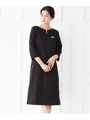 【フォーマル・結婚式対応】キーネックナローワンピース/ブラック(019)
