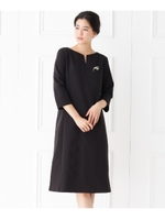 【フォーマル・結婚式対応】キーネックナローワンピース/ブラック(019)