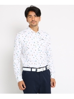 【吸湿発熱】 スキーヤープリント 長袖ポロシャツ メンズ/ホワイト(102)