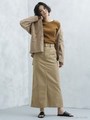 【湘南スタイル2月号掲載】UNIVERSAL OVERALL/別注ベイカーロングスカート/ベージュ