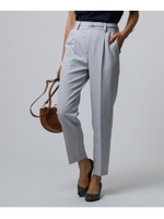 【洗える】[L]テーパードハイウエストパンツ/ライトグレー(011)