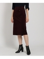 【洗える】【後ろゴム】細畝コーデュロイストレートスカート/ボルドー(064)