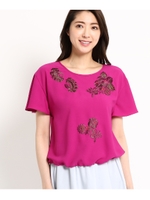 【洗える】アイレットエンブロブラウス/ピンク系(175)