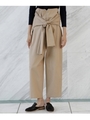 【洗える】ウエストラップワイドパンツ/ナチュラル(050)