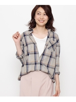 【洗える】オトヌチェックシャツ/サンドベージュ(253)