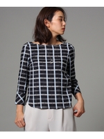 【洗える】オリエンタルチェックブラウス/ネイビー(193)