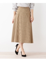 【洗える】ガンクラブフレアスカート/ブラウン(242)