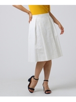 【洗える】グログランボーダースカート/オフホワイト(303)