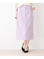 【洗える】コーデュロイタイトスカート/パープル(080)