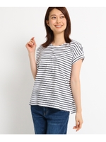 【洗える】ショルダータック天竺カットソー/ホワイト系(302)