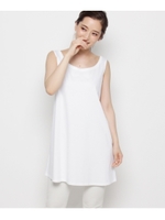 【洗える】シルケットスムースチュニックタンクトップ/ホワイト(001)