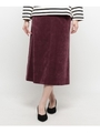 【洗える】ストレッチフェイクスエード ミモレ丈 スカート/ボルドー(064)
