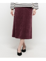 【洗える】ストレッチフェイクスエード ミモレ丈 スカート/ボルドー(064)
