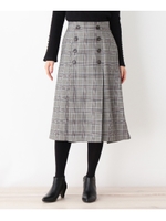 【洗える】チェックボックススカート/グレー(212)