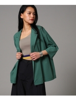 【洗える】テーラードカットジャケット/グリーン(022)