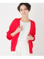 【洗える】ドルマンパフスリーブカーディガン/レッド(062)