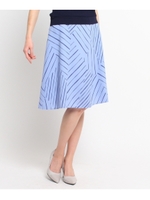 【洗える】パッチストライプスカート/ライトブルー(191)