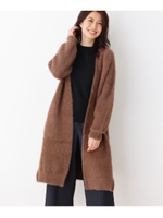 【洗える】フェザーニットロングカーディガン/タバコブラウン(054)