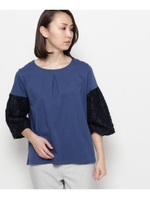 【洗える】ブロック袖切り替えプルオーバー/ライトブルー(091)